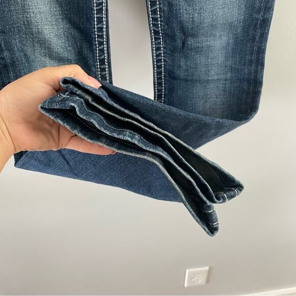 Miss Me | Womens Dark Wash Boot Jeans Blue Denim Thick Stitch Embellished JP5014 - Picture 10 of 13